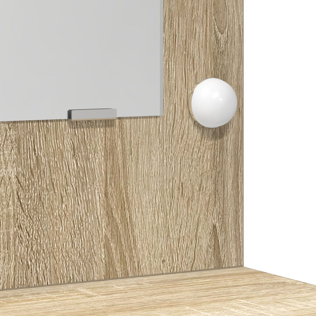 Set di 2 pezzi di toeletta con LED in legno ingegnerizzato Rovere Sonoma