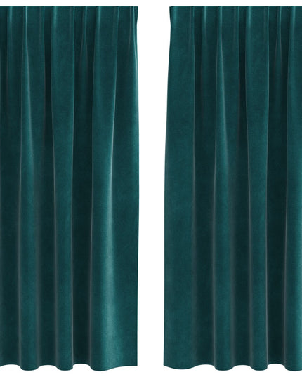 Tende Blackout vidaXL con nastro in alto, 2 pezzi, Verde scuro in velluto