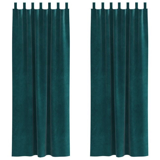Tende oscuranti vidaXL con anelli da appendere 2 pz Verde scuro in velluto