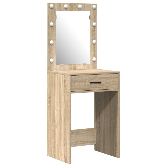 Set di 2 pezzi di toeletta con LED in legno ingegnerizzato Rovere Sonoma