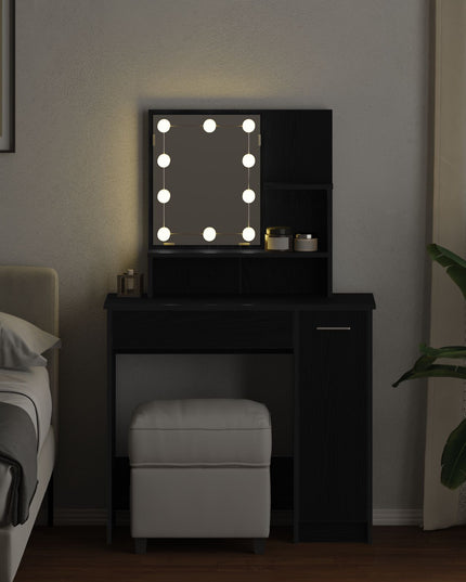 Tolette LED vidaXL in Rovere Nero - 86.5 x 35 x 136 cm