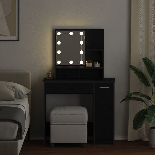 Tolette LED vidaXL in Rovere Nero - 86.5 x 35 x 136 cm