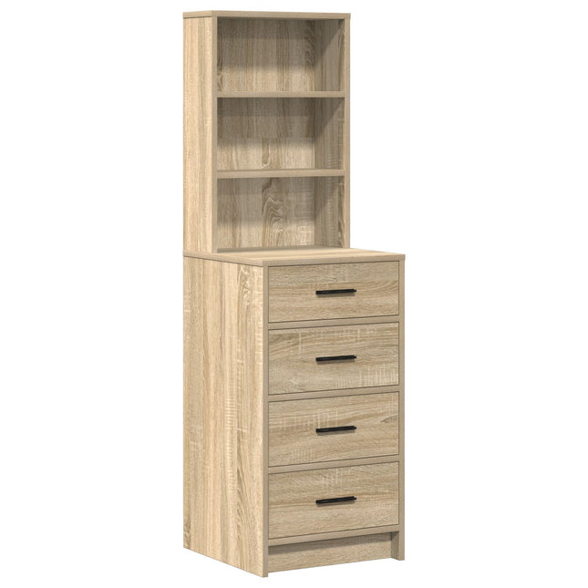 Set di Toeletta a 3 Pezzi con LED in Legno Ingegnerizzato Rovere Sonoma