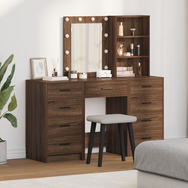 Set da trucco 3 pezzi con LED in legno nero