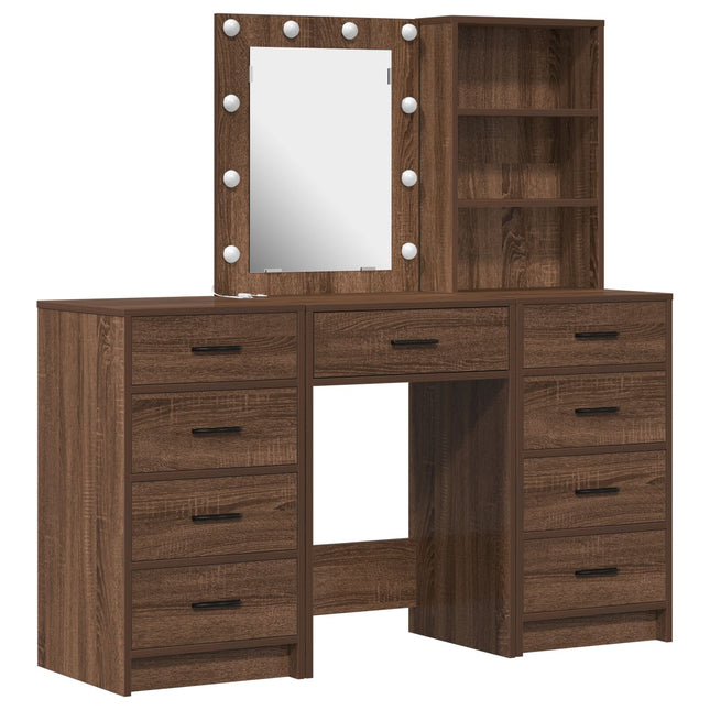 Set da trucco 3 pezzi con LED in legno nero