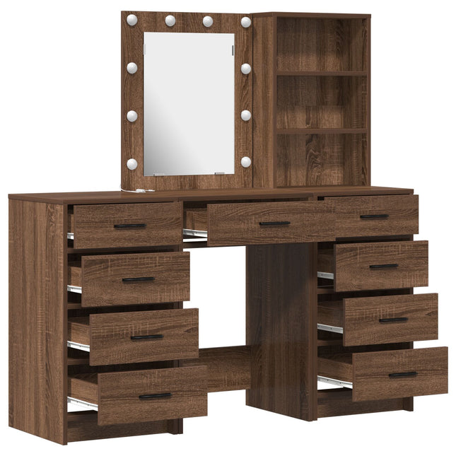 Set da trucco 3 pezzi con LED in legno nero
