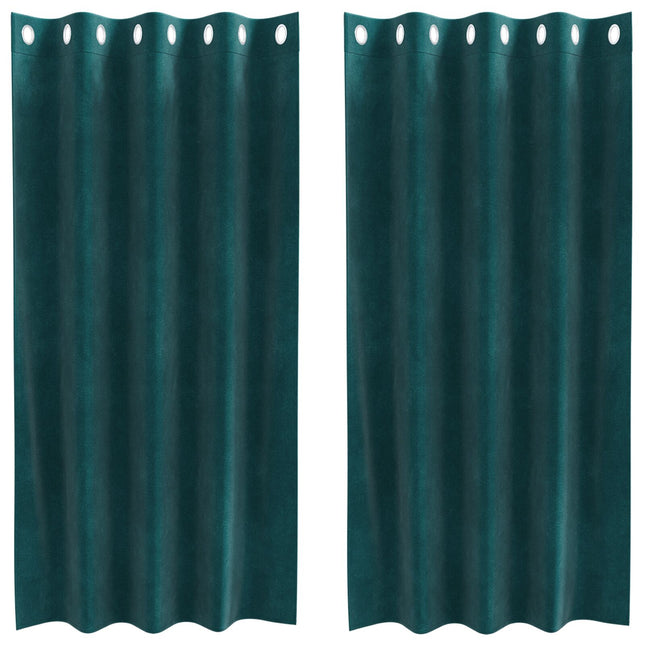 Tende oscuranti vidaXL con occhielli 2 pezzi Verde scuro Velluto