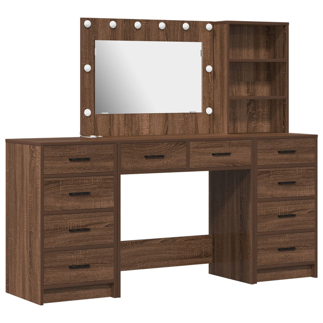Set da toeletta a 3 pezzi con LED in legno ingiglierito nero