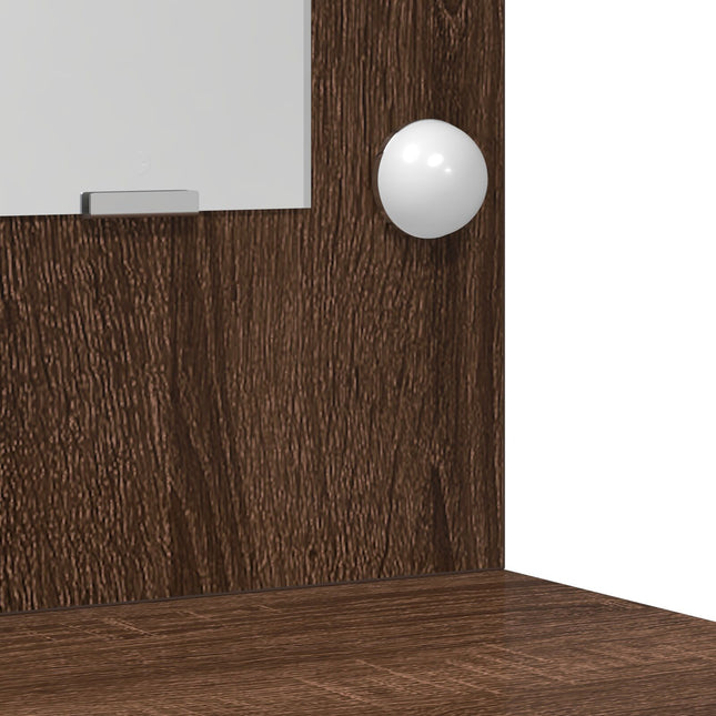 Set da Toeletta 2 Pezzi con LED in Legno Ingegnerizzato Nero