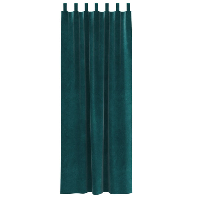 Tende oscuranti vidaXL con anelli da appendere 2 pz Verde scuro in velluto