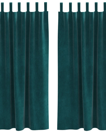 Tende Blackout vidaXL con anelli di sospensione 2 pezzi Verde scuro in velluto