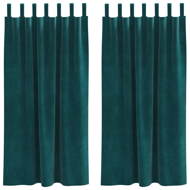 Tende Blackout vidaXL con anelli di sospensione 2 pezzi Verde scuro in velluto