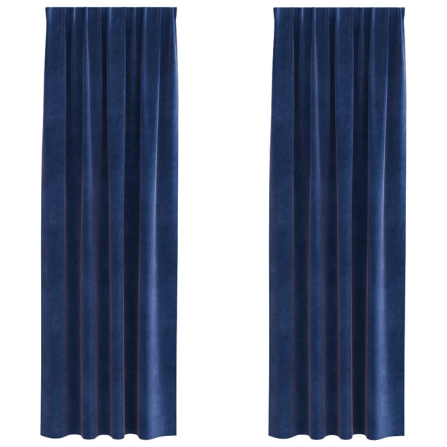 Tende oscuranti vidaXL con nastro superiore 2 pz Blu scuro Velluto