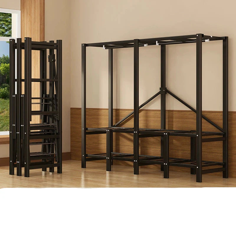 NNETB Folding Cloth Wardrobe Steel Frame Storage Cabinet-1