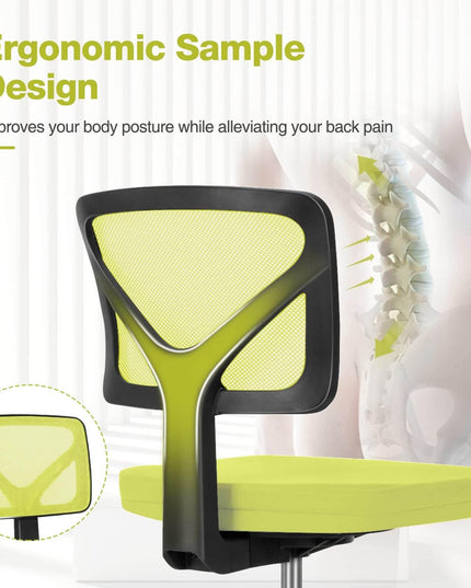 Armless Mesh Office Chair, Ergonomic Computer Desk Chair