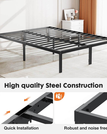 Bed Frame Metal Platform Bed Frame Mattress Foundation with Steel Slat Support - Purified HB