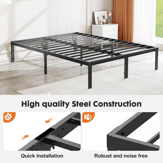 Bed Frame Metal Platform Bed Frame Mattress Foundation with Steel Slat Support - Purified HB