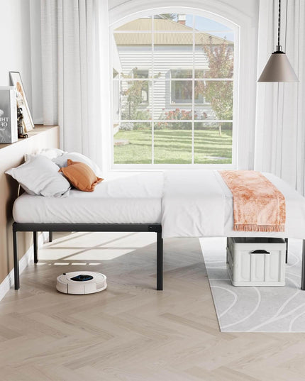 Bed Frame Metal Platform Bed Frame Mattress Foundation with Steel Slat Support - Purified HB