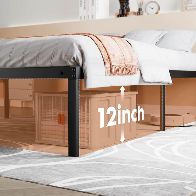 Bed Frame Metal Platform Bed Frame Mattress Foundation with Steel Slat Support - Purified HB