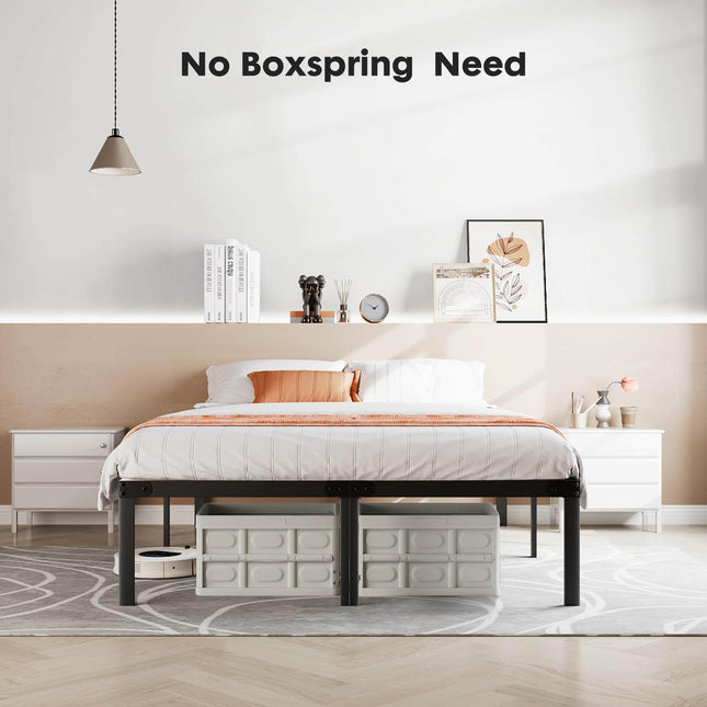 Bed Frame Metal Platform Bed Frame Mattress Foundation with Steel Slat Support - Purified HB