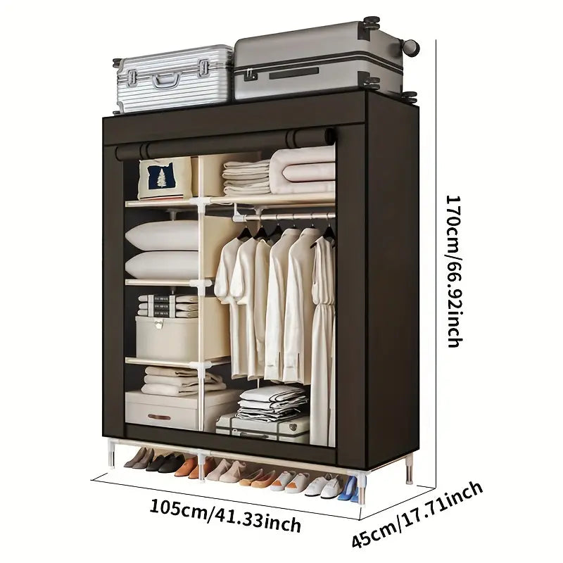 NNETM Modern Clothes Storage Wardrobe with Dustproof Cover-3