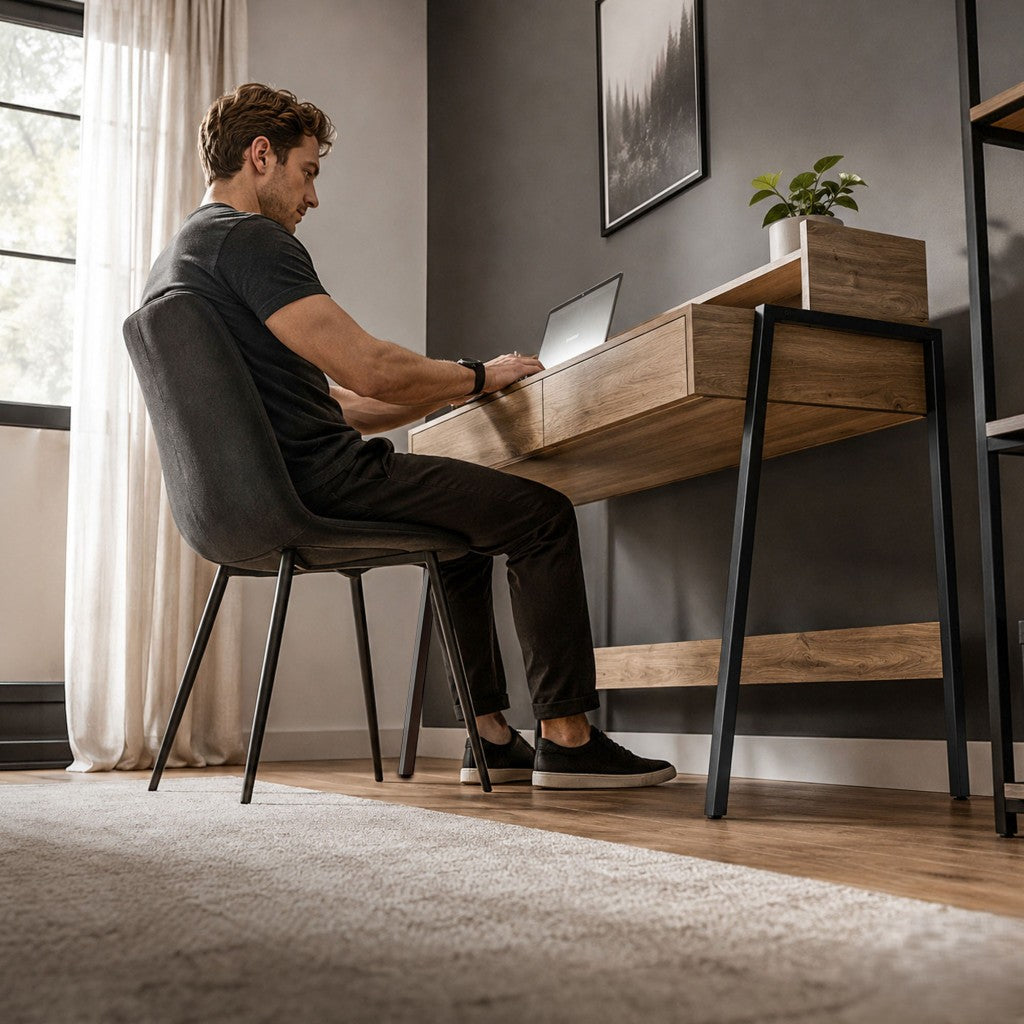 Scrivania Industriale Linea 78 cm 2 Cassetti – Rovere Artisan/Nero