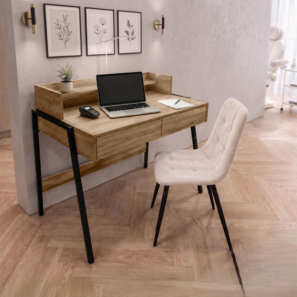 Scrivania Industriale Linea 78 cm 2 Cassetti – Rovere Artisan/Nero
