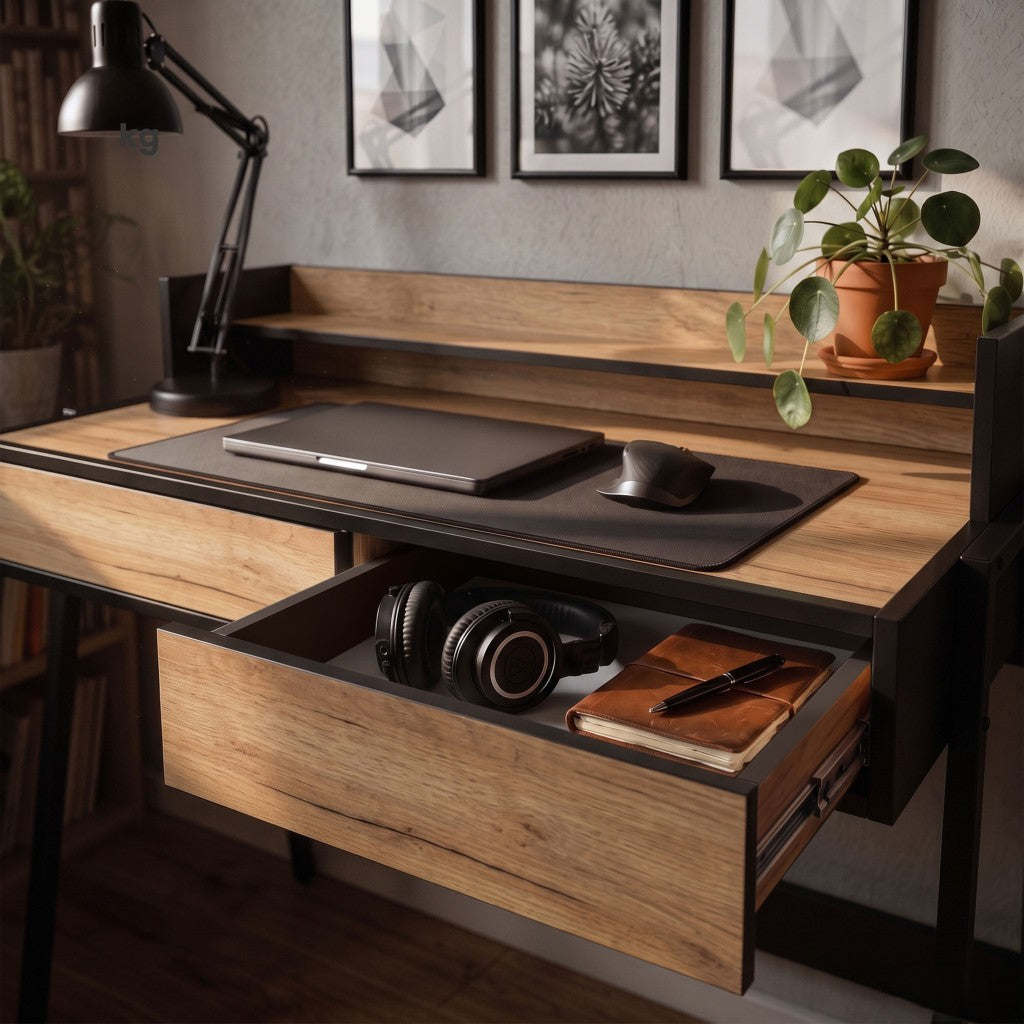 Scrivania Industriale Linea 78 cm 2 Cassetti – Sonoma