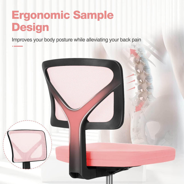 Armless Mesh Office Chair, Ergonomic Computer Desk Chair