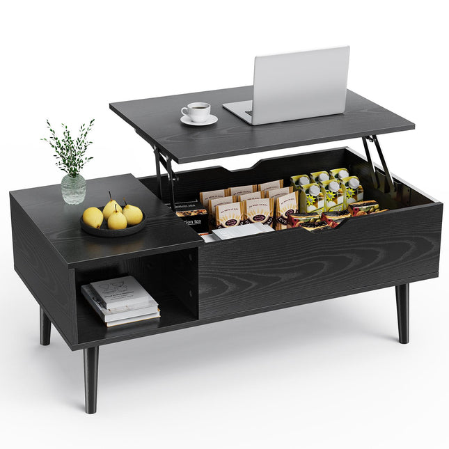 Lift Top Coffee Table ，Wooden Furniture with Hidden Compartment and Adjustable Storage - Purified HB