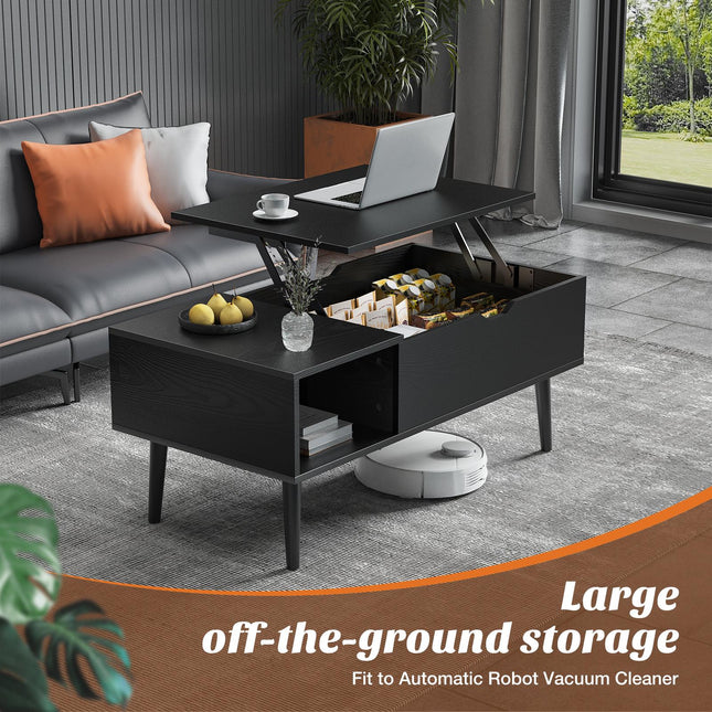 Lift Top Coffee Table ，Wooden Furniture with Hidden Compartment and Adjustable Storage - Purified HB