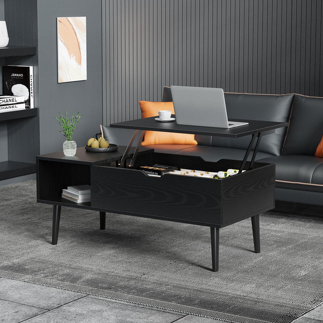 Lift Top Coffee Table ，Wooden Furniture with Hidden Compartment and Adjustable Storage - Purified HB