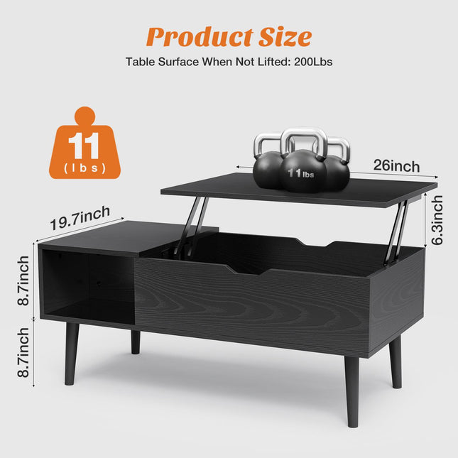 Lift Top Coffee Table ，Wooden Furniture with Hidden Compartment and Adjustable Storage - Purified HB