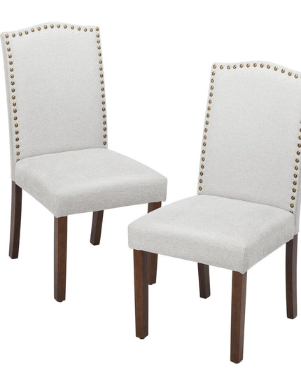 Living Room, Upholstered Leather Dining, Parsons Nailhead Trim and Wood Legs（2PCS） - Purified HB
