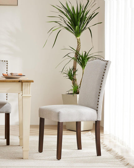 Living Room, Upholstered Leather Dining, Parsons Nailhead Trim and Wood Legs（2PCS） - Purified HB