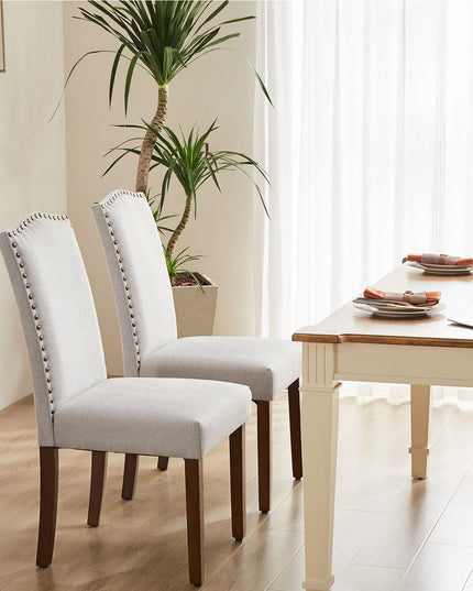 Living Room, Upholstered Leather Dining, Parsons Nailhead Trim and Wood Legs（2PCS） - Purified HB