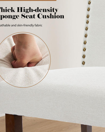 Living Room, Upholstered Leather Dining, Parsons Nailhead Trim and Wood Legs（2PCS） - Purified HB