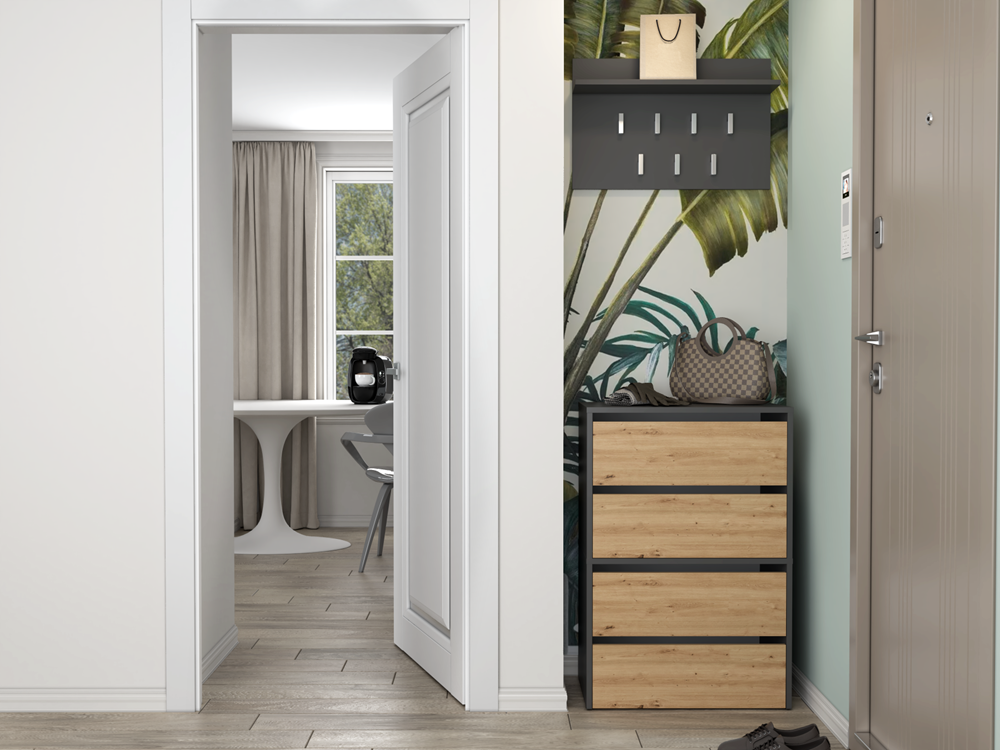Scarpiera Aria 60 cm 2 Ante – Antracite Rovere